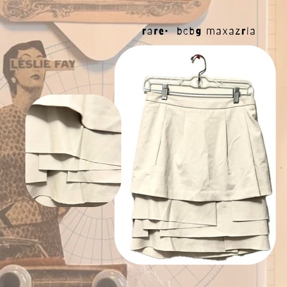 🎉RARE🎉 BCBGMaxAzria gray pearl layered pleated skirt - Picture 1 of 16
